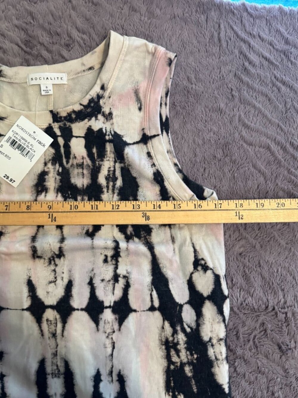 Sleeveless Tie-Dye Tank Dress By Socialite Size S Polyester/Spandex Blend Black/ - Picture 6 of 6